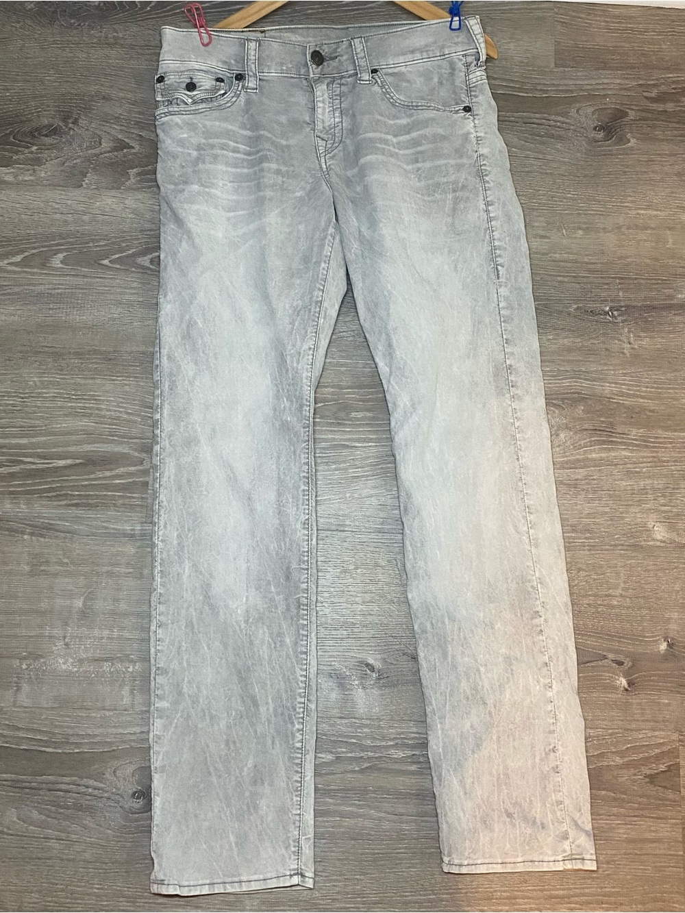 True Religion Men's Light Gray Slim Jeans